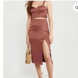 Abercrombie & Fitch Satin Skirt & Bustier Set